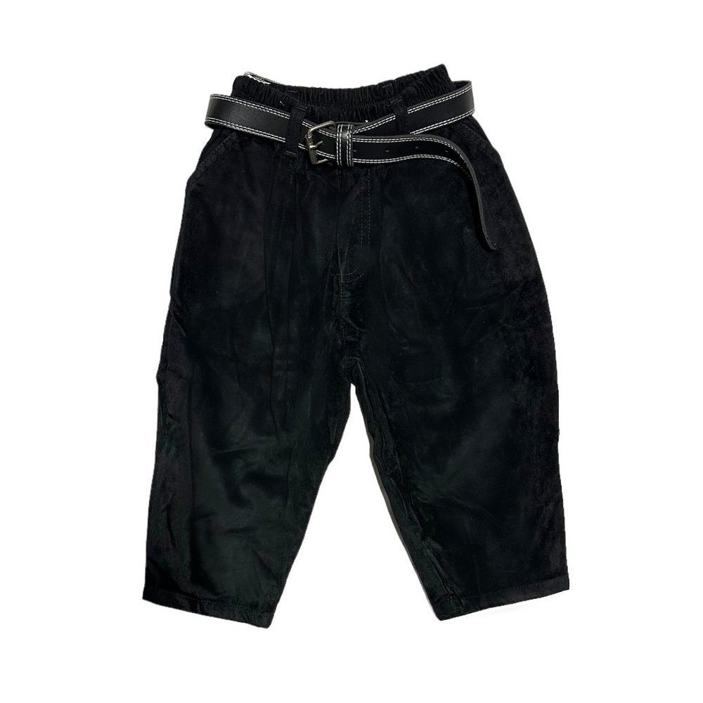 Vintage Palomino Velvet Belted Barrel Leg Pants Black